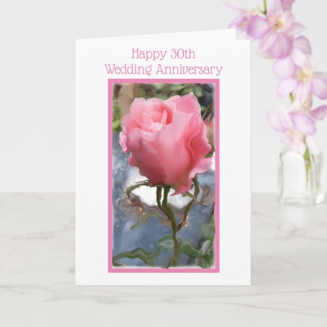 Rosa Rose Personalisiert 30. Hochzeitstag Karte (Orchidee)