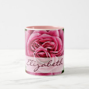 Rosa Rose personalisiert Zweifarbige Tasse