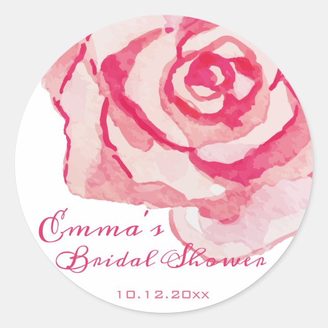 Rosa Rose | PERSONALISIERTES BRAUTPARTY Runder Aufkleber (Vorderseite)
