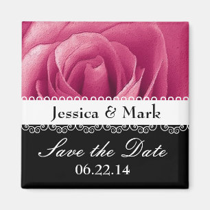 Rosa Rose personalisiertes Save the Date Wedding Magnet