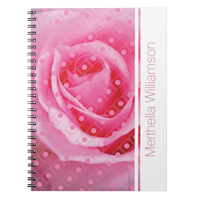 Rosa Rose Polka Dot Custom Notebook Journal Notizblock (Vorderseite)