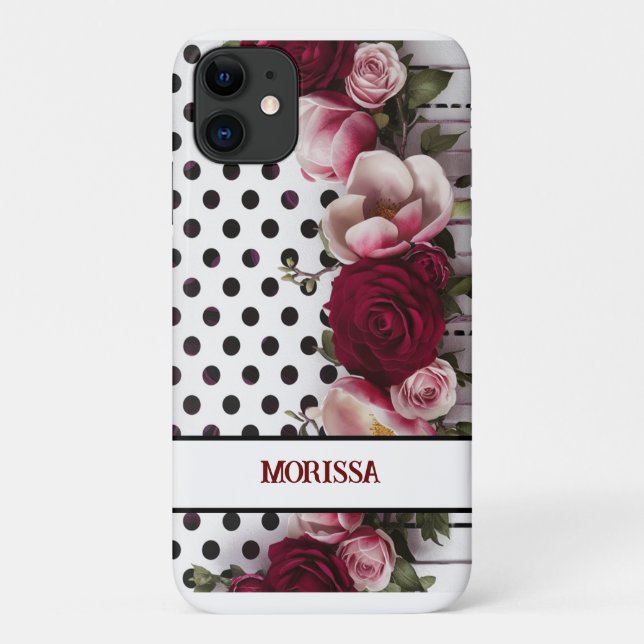 Rosa Rose Polka dots Case-Mate iPhone Hülle (Rückseite)