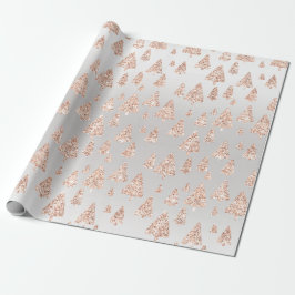 Rosa Rose Powder Gold Glitzer Weihnachtsbaum Grau Geschenkpapier