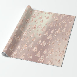 Rosa Rose Powder Gold Glitzer Weihnachtsbaum Metal Geschenkpapier