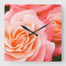 Rosa Rose Quadratische Wanduhr