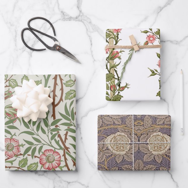 Rosa Rose Reben Geschenkpapier Set (Vorderseite)
