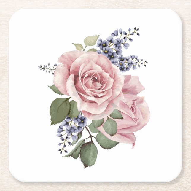 Rosa Rose Rechteckiger Pappuntersetzer (Vorderseite)
