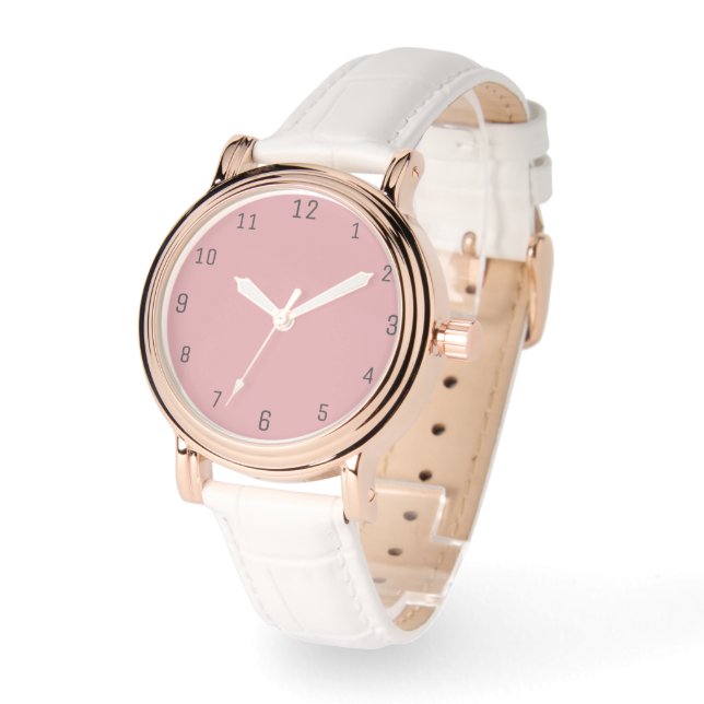 Rosa Rose Rosa Farbe | Classic | elegant Armbanduhr (Winkel)