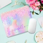 Rosa Rose Rosa Rosa Glitzer, Goldrand Mousepad<br><div class="desc">Ein trendiger Iridescent, Hintergrund mit Einhorn- und Regenbogenpastellfarben in Rosa, lila, Rose Gold, Minzgrün. Dekoriert mit Imitaten Glitzer Tropfen in Rose Gold, Rosa, lila und Regenbogen gefärbt Einhorn. Lila Buchstaben. Personalisieren und fügen Sie Ihren Namen mit einem mütterlichen Schrift mit Schriftzeichen im Stil von Schriftzeichen mit Swashes hinzu. Um die...</div>