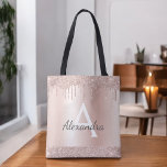 Rosa Rose Rose Rosa Rosa Rosa Glitzer Elegantes Mo Tasche<br><div class="desc">Rosa Rose Gold und rot Rosa Imitate Sparkle und Dripping Glitzer Metallic Edelstahl Foil Elegant Monogram Book Bag. Diese Büchertasche kann auf Ihren Vor- und Vornamen angepasst werden und als Geschenk für Weihnachten,  Geburtstag,  Brautparty oder Hochzeit.</div>