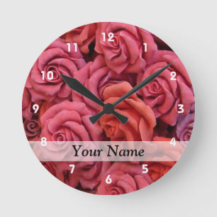 Rosa Rose Runde Wanduhr