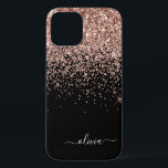 Rosa Rose Schwarzer Glitzer Monogramm Name C Case-Mate iPhone Hülle<br><div class="desc">Rose Gold - Rosa und Schwarz Imitate Sparkle und Dripping Glitzer gebürstete Metal Monogram Name und Anfangssonfon. Das macht den perfekten 16 Geburtstag,  Hochzeit,  Brautparty,  Jubiläum,  Babydusche oder Junggeselinnen-Abschied Geschenk für jemanden,  der Lieben glamourösen Luxus und schicke Stile.</div>