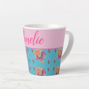 Rosa Rose Shabby Chic Aquamarin Aqua Blume Milchtasse