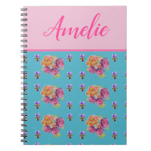 Rosa Rose Shabby Chic Aquamarin Aqua Blume Notizblock