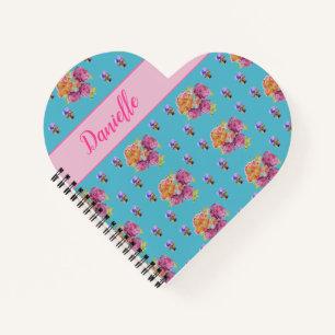 Rosa Rose Shabby Chic Aquamarin Aqua Blume Notizbuch