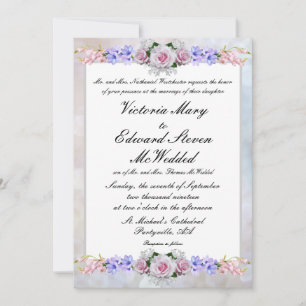 Rosa Rose Silver Bokeh Wedding Einladung