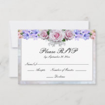 Rosa Rose | Silver Bokeh Wedding RSVP