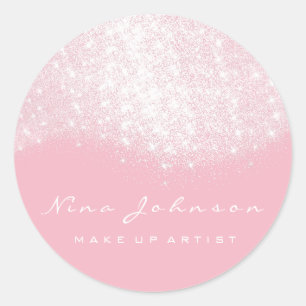 Rosa Rose Silver Grau Glitzer Makeup Artist Beauty Runder Aufkleber
