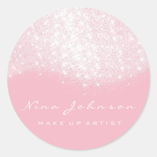 Rosa Rose Silver Grau Glitzer Makeup Artist Beauty Runder Aufkleber (Vorderseite)