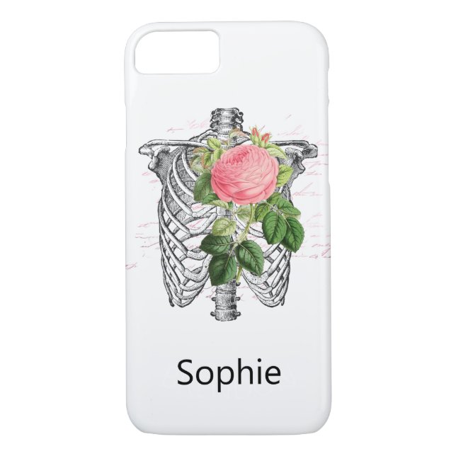 Rosa Rose Skelettherz Case-Mate iPhone Hülle (Rückseite)