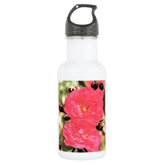 Rosa Rose Trinkflasche (Vorderseite)