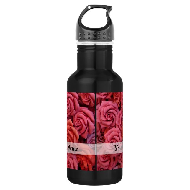 Rosa Rose Trinkflasche (Vorderseite)