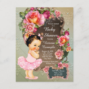 Rosa Rose Tutu Baby Dusche Einladung