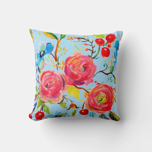 Rosa Rose und Cherry Blue Sky individuell einstell Kissen (Vorderseite)
