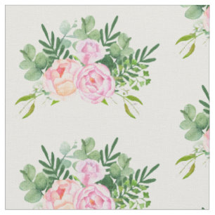 Rosa Rose und Eucalyptus Bouquet Stoff