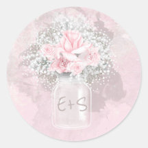 Rosa Rose und Gipskraut Hochzeit Mason Jar