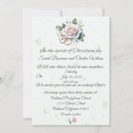 Rosa Rose und Rings Christliche Hochzeit Einladung
