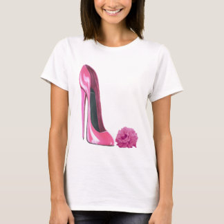 Rosa Rose und rosa Stilett-Schuh T-Shirt