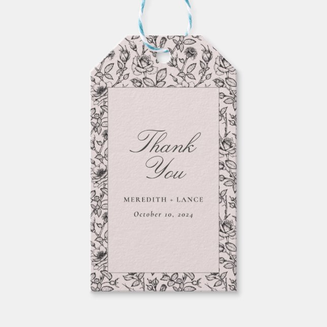 Rosa Rose und Script Wedgelight Form Geschenkanhänger (Vorderseite)