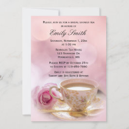 Rosa Rose und Teacup | Brautparty Tee Einladung