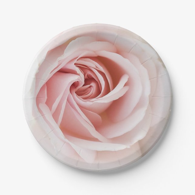 Rosa Rose und Weißholz Shabby Chic Brautparty Pappteller (Vorderseite)
