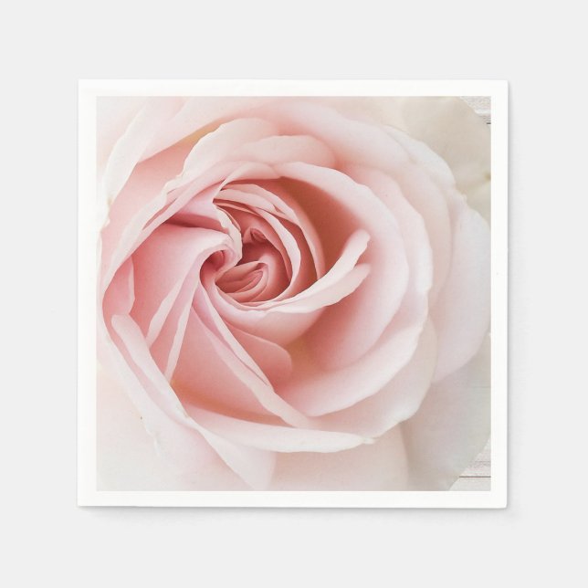 Rosa Rose und Weißholz Shabby Chic Brautparty Serviette (Vorderseite)