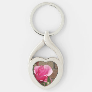 Rosa Rose ~ Verdaute Herzkette Schlüsselanhänger