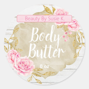Rosa Rose Vintage Body Butter Labels Runder Aufkleber