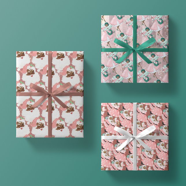 Rosa + Rose Vintage schwarze Weihnachtslieder Geschenkpapier Set (Von Creator hochgeladen)