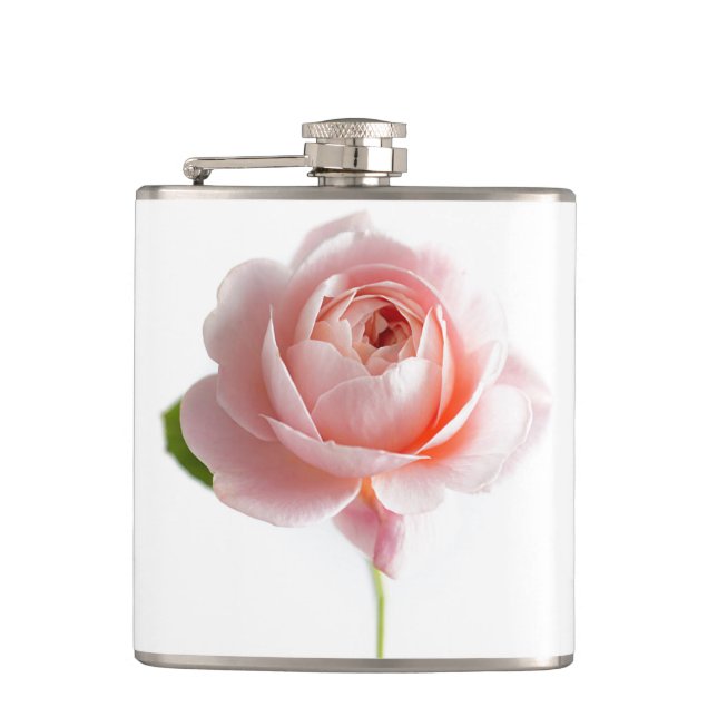 Rosa Rose Vinyl Flachmann (Vorderseite)