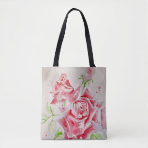 Rosa-Rose-Wasserfarben-Blume-Blumenkunst Tasche