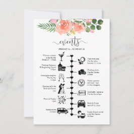 Rosa Rose Wedding Gast Tour Illustriert Hinweiskarte