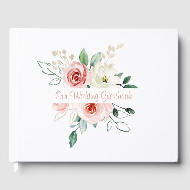 Rosa Rose Wedding Gästebuch (Vorderseite)