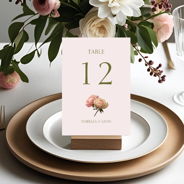 Rosa | Rose Wedding Tischnummer Card (Von Creator hochgeladen)
