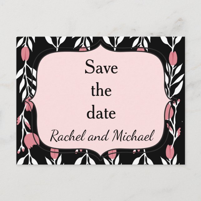Rosa Rose Wein Save the Date Ankündigungspostkarte (Vorderseite)
