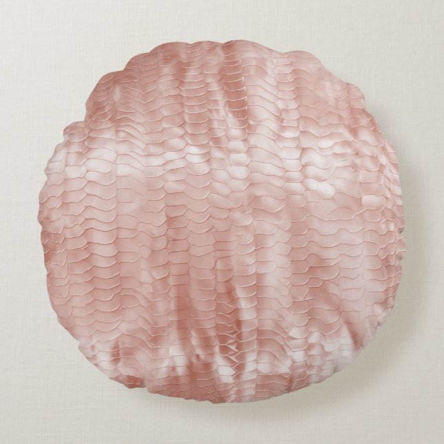Rosa Rose Weiße Muschel Rundes Kissen (Vorderseite)