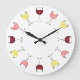 Rosa Rosé Weißer Glass Weinkeller Bar Große Wanduhr