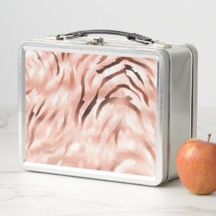 Rosa Rose Zebra Print Metall Brotdose