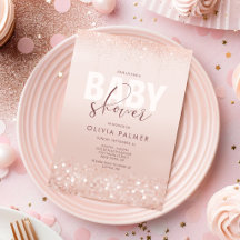 Rosa Roségold-Baby-Shower-Einladungskarte