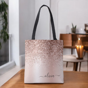 Rosa Roségold-Blush-Rosa-Glitter-elegantes Monogra Tasche